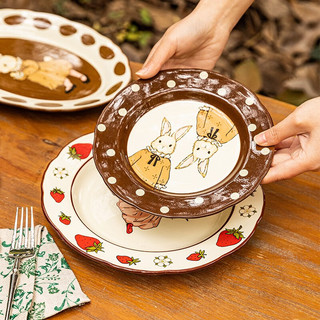 摩登主妇 原创复古赫拉兔陶瓷餐具礼盒套装家用可爱碗盘碟卡通碗碟套装 甄选4人食 13件套 规格