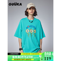 古由卡（GUUKA）x小怪兽联名休闲短袖T恤男春夏潮 青少年时尚舒适上衣宽松 浅绿 XL