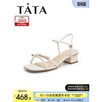 他她（TATA）2024夏百搭简约一字带凉鞋女7ZO06BL4 米色 37