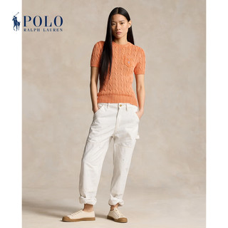 Polo Ralph Lauren 拉夫劳伦 女装 24年夏修身版棉质绞花针织衫RL25487 800-橙色 XS