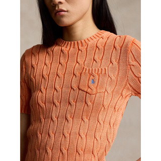 Polo Ralph Lauren 拉夫劳伦 女装 24年夏修身版棉质绞花针织衫RL25487 800-橙色 S