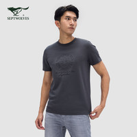 七匹狼短袖T恤男2024夏季休闲圆领弹力透气舒适男装 002(黑灰) 180/96A/XXL