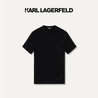 Karl Lagerfeld卡尔拉格斐2024春夏款黑色短袖T恤老佛爷241N2014 黑色 46