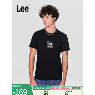 Lee24春夏标准版字母印花男圆领短袖T恤潮LMT0081114LE 黑色 XL