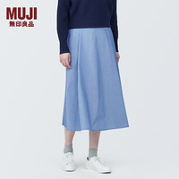 无印良品無印良品 MUJI 女式不易起皱平纹宽摆裙 长半身裙女款裙子早春BE1T5C4S 藏青色条纹 XL(165/74A)