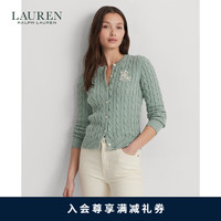 LAUREN RALPH LAUREN 拉夫劳伦 女装 24年春修身版绞花结棉针织开襟衫RL61975 300-浅蓝色 M