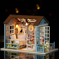 智趣屋 plus专享：diy小屋手工制作木制房子拼装模型立体玩具女生 8007森蓝时光