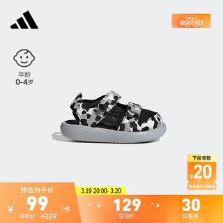 adidas 阿迪达斯 轻运动WATER SANDAL男婴童休闲速干魔术贴包头凉鞋 黑/白 23(130mm)