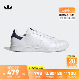 adidas 阿迪达斯 ORIGINALS Stan Smith 中性运动板鞋 FX5501 白色/深蓝色 36