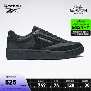 Reebok 锐步 24春夏新男女CLUB C 85 W+时尚街头黑武士复古板鞋 100222334 42 (27cm),US: 9