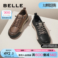 BeLLE 百丽 复古潮搭休闲鞋男鞋2024春厚底免系带板鞋8EY01AM4 棕色 38