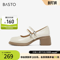BASTO 百思图 奥莱秋季新款商场同款复古玛丽珍粗跟单鞋JA101AQ3