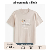 ABERCROMBIE & FITCH男装女装装 24春夏美式圆领短袖百搭重磅T恤 357479-1 灰褐色 XS (170/84A)
