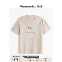 Abercrombie & Fitch 男装女装情侣装 24春夏新款美式圆领短袖T恤357479-1 灰褐色