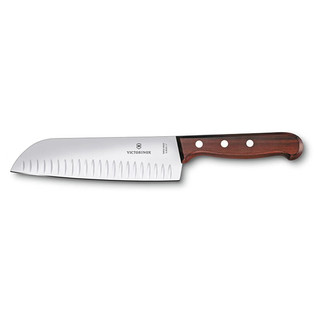 维氏（VICTORINOX）三德刀瑞士切菜刀不锈钢多用刀木柄 17cm 多用刀带气槽 6.8520.17G