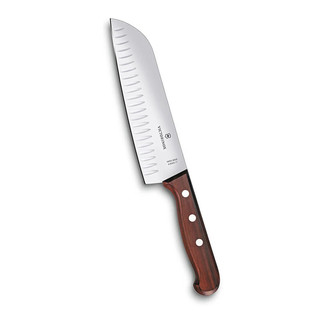 维氏（VICTORINOX）三德刀瑞士切菜刀不锈钢多用刀木柄 17cm 多用刀带气槽 6.8520.17G