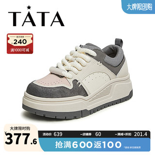 他她（TATA）2024春时尚休闲百搭经典板鞋女3CH01AM4 灰/米白/粉 37