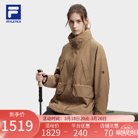 FILA 斐乐女士梭织外套2024春简约宽松户外运动连帽风衣 麦芽球-BN 170/88A/L