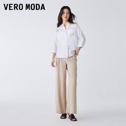 VERO MODA 衬衫女2023春夏新款休闲百搭宽松莱赛尔七分袖可爱通勤