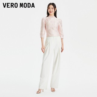 VERO MODA 上衣女2023春夏新款短款肌理感立领新中式七分泡泡袖▲