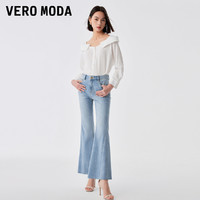 VERO MODA 牛仔裤女2023新款中腰喇叭裤长裤优雅休闲磨边