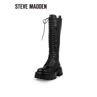 史蒂夫·马登 STEVE MADDEN/思美登秋冬机车风粗跟厚底长筒靴女 HARIET 黑色 37