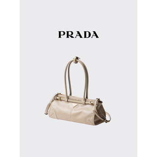 PRADA/普拉达女士金属徽标中号牛皮革手袋单肩包 石灰华