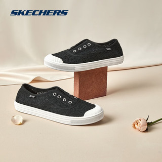 斯凯奇skechers季蕾丝帆布鞋一脚蹬113821 黑色/BLK 38.5