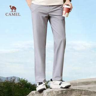 骆驼（CAMEL）男装春夏吸湿速干轻弹舒适户外休闲裤M14BY11073 浅灰 31  黑色 29