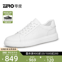 ZERO 零度男鞋板鞋男2024春季新款百搭轻便舒适撞色真皮柔软日常休闲运动鞋 白色