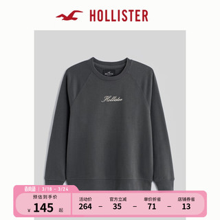 HOLLISTER 24春夏百搭圆领插肩袖修身休闲运动卫衣男 356718-1 黑色 L