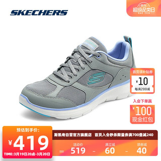 斯凯奇Skechers跑步鞋女款春轻量舒适透气记忆鞋垫高回弹150202 浅灰色/蓝色/LGBL 38.5