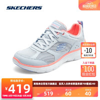 斯凯奇Skechers跑步鞋女款春轻量舒适透气记忆鞋垫高回弹150202 蓝色/珊瑚色/BLCL 39