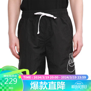 NIKE 耐克 男子短裤ASMNSWSP WVN SHORT ALUMNI运动服DB3811-010黑色XL码