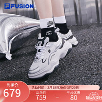 FILA 斐乐 FUSION斐乐潮牌硬糖2代女鞋老爹鞋新款厚底运动休闲鞋 雨雾灰/银灰色-NS 37.5