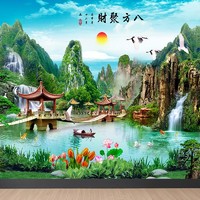 凝彩 山水墙纸自粘风景装饰画背景墙客厅装饰壁画粘画墙壁墙面现代房间