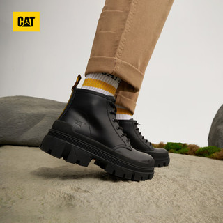 CAT卡特靴子男女同款户外休闲牛皮工装靴低靴子 黑色 40