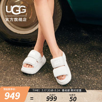 UGG 夏季女士休闲舒适纯色时尚厚底露趾魔术贴设计拖鞋1152689 WHT  白色 39