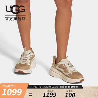 UGG 春季男女同款舒适纯色厚底低帮系带时尚休闲鞋老爹鞋 1137651 SAN  | 沙色 39