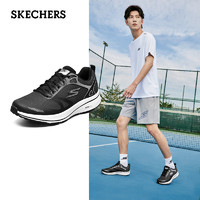 SKECHERS 斯凯奇 男子减震跑鞋轻便透气网布休闲运动鞋220035 黑色/银色 42.5