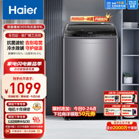 Haier 海尔 波轮洗衣机全自动小型 玻璃上盖 10公斤大容量 防菌除螨 桶自洁 羊毛洗 EB100M30Plus2