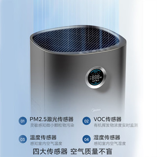 美的（Midea）空气净化器78㎡大面积净化分解甲醛除异味PM2.5轻音四重传感实时监控显示KJ700G-S7(线下同款)