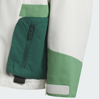 adidas 阿迪达斯 童装24春季男小童运动外套儿童含内衬连帽拼色夹克JE8643绿 116cm