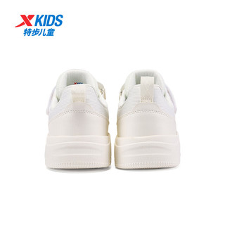 特步（XTEP）儿童春季男童运动鞋透气防滑休闲板鞋小白鞋 帆白 38码