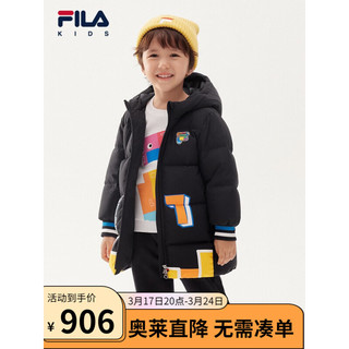 FILA X Tetris斐乐童装儿童羽绒服冬男小童保暖羽绒外套 传奇蓝-NV 120