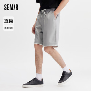 森马（Semir）休闲中裤男2024夏季时尚撞色假两件裤子宽松直筒五分短裤 晨灰20104 160/66A/XS