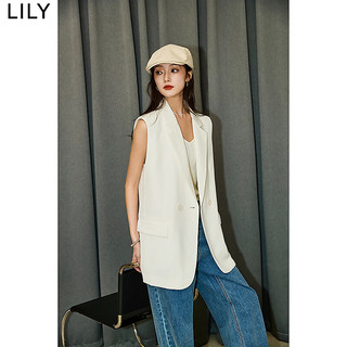 丽丽 LILY2024夏女装时髦百搭简约通勤双排扣优雅西装马夹内搭外套 604米白 L