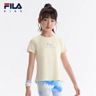 FILA 斐乐 儿童童装2024夏季中大童女童短袖T恤潮 鹅毛黄-YE 140cm