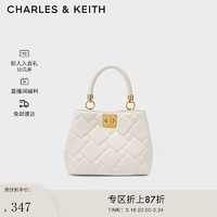 CHARLES & KEITH CHARLES&KEITH;复古菱格凯莉包手提包单肩包包女包女士生日礼物CK2-50782081 Cream奶白色 S