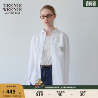 Teenie Weenie小熊2024春装简约休闲学院风长袖衬衫白色上衣女 白色 155/XS